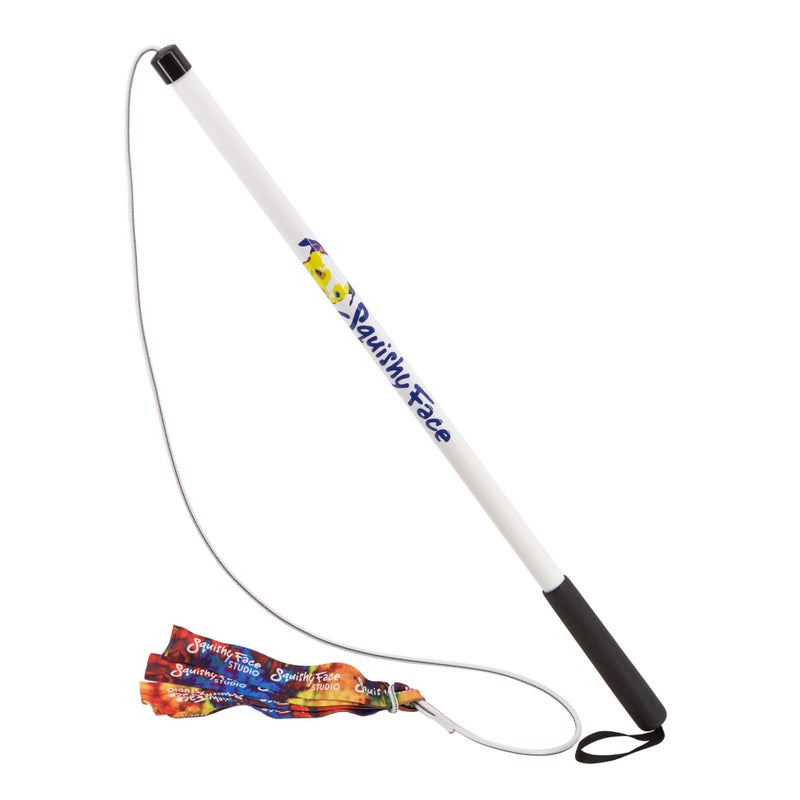 Squishy Face Studio Flirt Pole V2 with Lure - Durable Dog Toy for Fun Obedience Training & Exercise, Rainbow Tie Dye, Regular - 36 inch for All Breed Sizes - Image 1